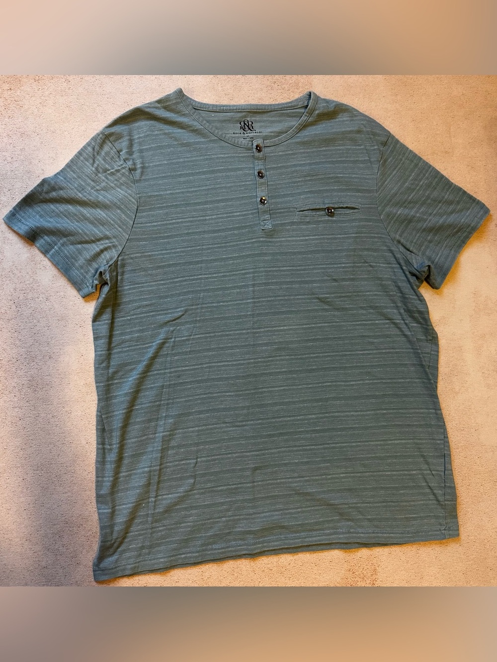 Blue Striped Short Sleeve Henley
